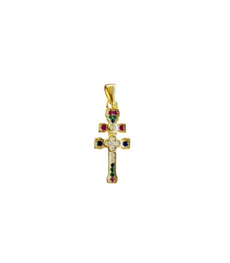 Cruz Circonitas Color Baño de Oro Pequeña