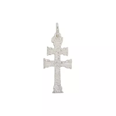 Medalla Ovalada de Plata y Nácar con Cruz de Caravaca