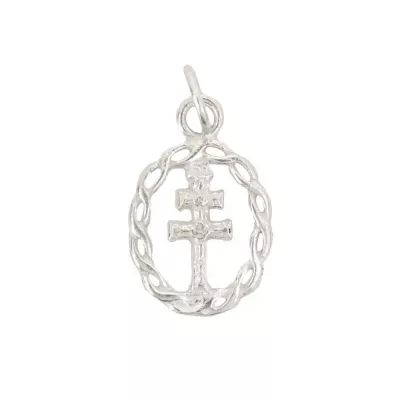 Cruz De Caravaca De Plata Con Cenefa Exterior