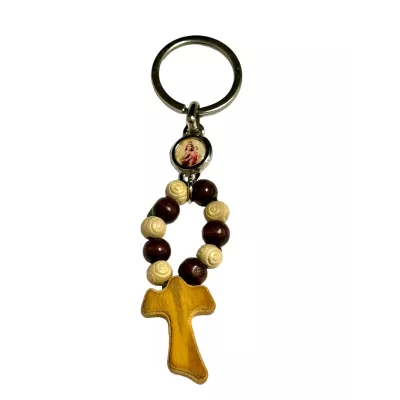 Llavero Rosario de Madera: Fe y Naturalidad