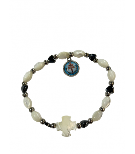 Pulsera Elastica Perla y Ematites